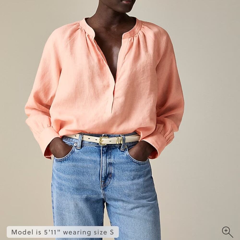 J.Crew Cabana top in linen in Peach Clay